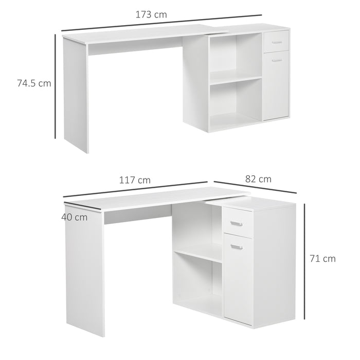 L-Shaped Corner Desk - Computer Study Workstation with Storage & Drawer - Ideal for Home Office Use