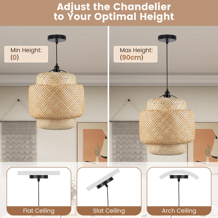 Plug in bamboo store pendant light