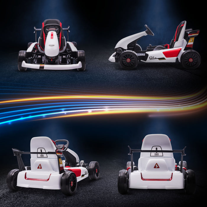 Adjustable Electric Go Kart for Kids - 12V Battery-Powered Ride-On with Reversible Steering, Two Speed Settings - Exciting Racing Adventure for Children