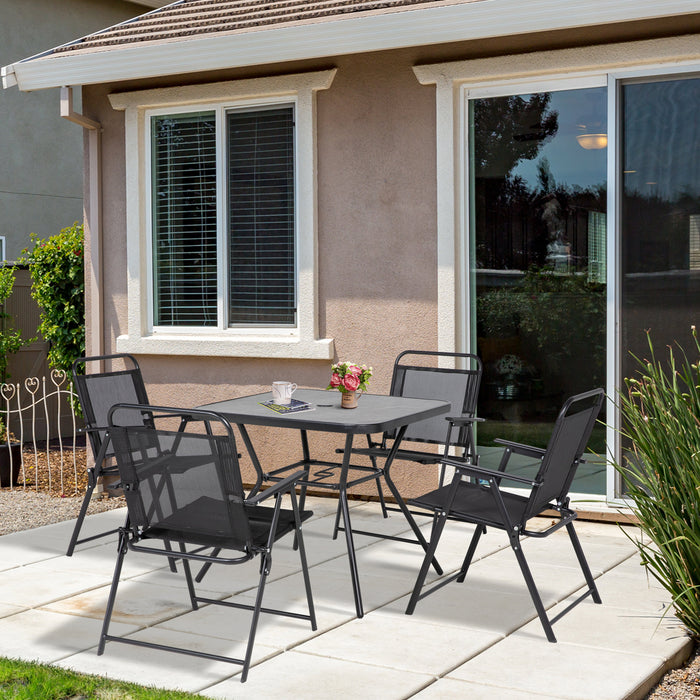 Metal Frame Patio Furniture - 5-Piece Outdoor Dining Ensemble - Ideal for Garden Parties and Al Fresco Meals