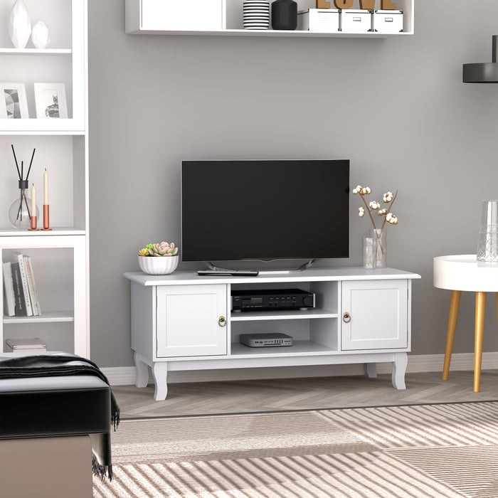 Ivory White Corner TV Stand - Sleek MDF Media Unit Table - Ideal for Space Saving & Living Room Organization