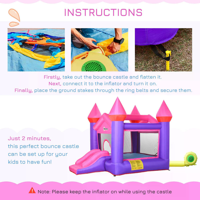 Kids Bounce Castle House - Inflatable Trampoline and Slide Combo with Inflator - Perfect Play Area for Children Aged 3-12 Years, Multicolor, Large Size 3.5 x 2.5 x 2.7m