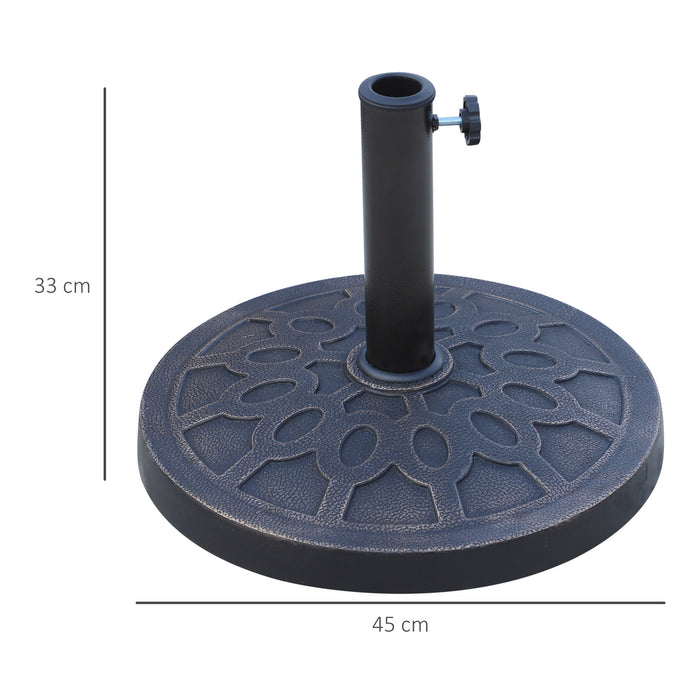 Resin Umbrella Stand - Heavy-Duty 13kg Garden Parasol Base, Fits 38mm & 48mm Poles, Bronze Tone - Outdoor Umbrella Holder for Patio Stability