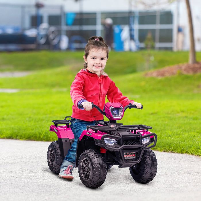 Kids Quad Bike ATVB12 - 12V Ride-On ATV with Music, Forward/Reverse Functions, LED Headlights - Perfect Outdoor Fun for Children Ages 3-5, Pink