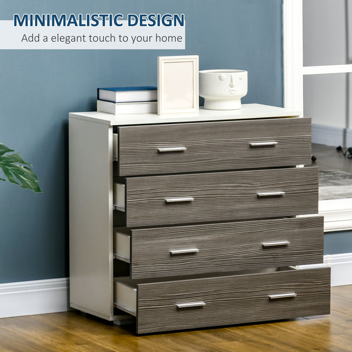 4-Drawer Chest - Grey Storage Organizer for Bedroom and Living Room - Space-Saving Dresser Unit