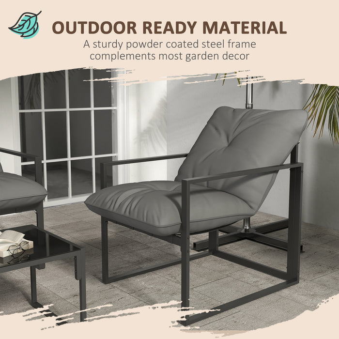 Outdoor Elegance Collection - 4-Piece Steel Frame Patio Sofa Set with Cushioned Armchairs, Loveseat & Coffee Table - Ideal for Garden Relaxation and Socializing