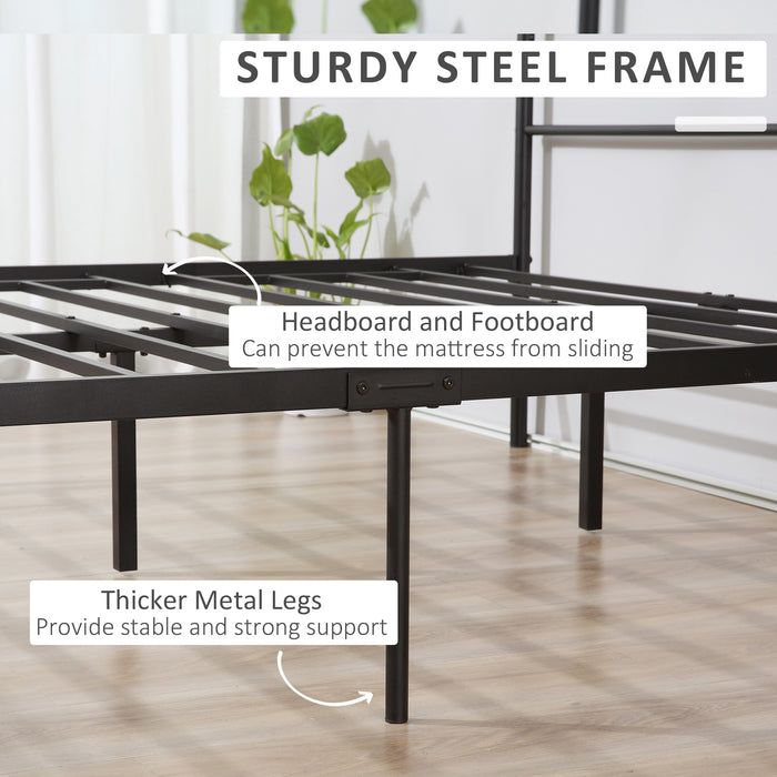 Sturdy Double Metal Bed Frame with Headboard and Footboard - Slatted Support Base & Ample Underbed Storage - Ideal Bedroom Furniture Solution