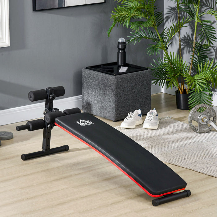 Foldable Steel Home Sit-Up Bench - Red and Black Gym-Quality Equipment - Ideal for Core Workouts and Abdominal Training