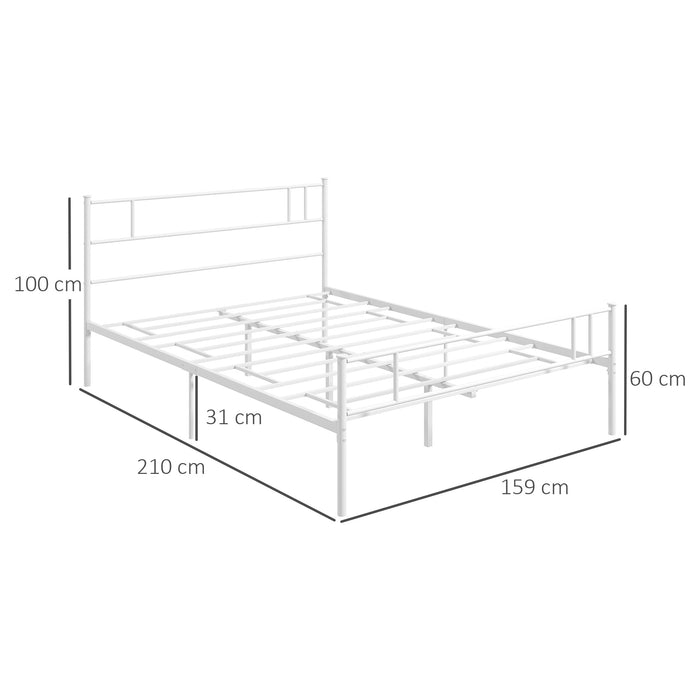 Double Bed Frame with Headboard & Footboard - Sturdy Metal Construction, Slat Support & Underbed Storage - Bedroom Furniture for Space Efficiency