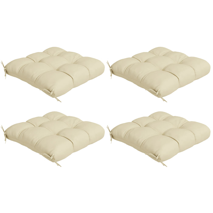 4-Piece Patio Chair Cushion Set - Beige Seat Pillows with Ties for Comfortable Seating - Ideal for Indoor & Outdoor Furniture