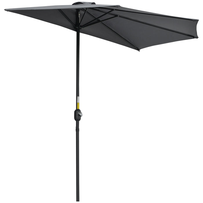 Half-Round Parasol Umbrella by 3M - Grey Polyester Canopy with Aluminum Frame - Compact Weather Protection for Small Spaces & Balconies