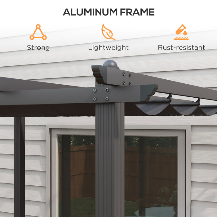 Aluminium Pergola 3x3m with Retractable Roof - Outdoor Garden Gazebo Sun Shelter and Grill Canopy - Ideal for Patio Deck Entertaining and Relaxation