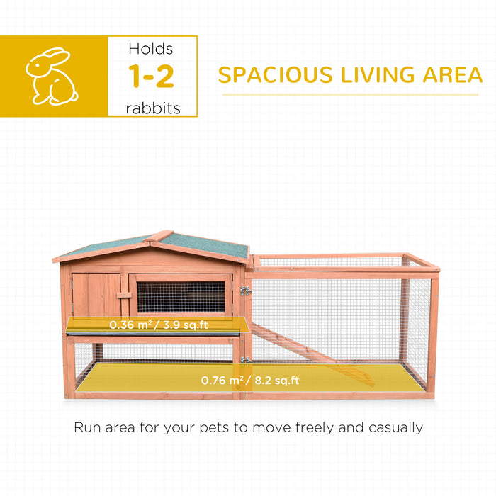 Wooden 2-Story Rabbit Hutch - Spacious Bunny Cage with Outdoor Garden Run, Chicken Coop - Ideal for Backyard Pet Haven, 158x58x68cm