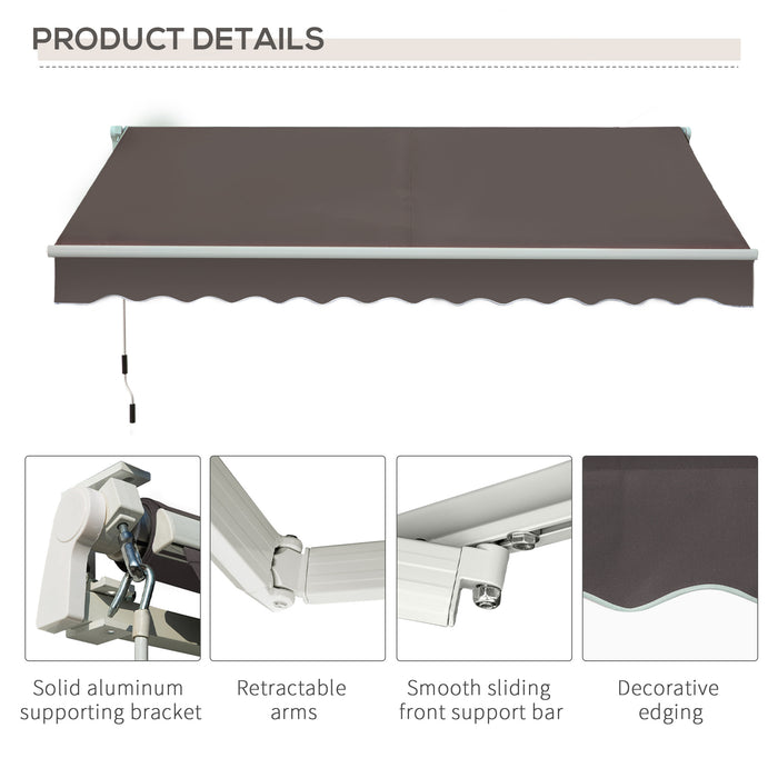 Garden Outdoor Window Awning Canopy - UV Blocking Sun Shade with Lightweight Aluminum Frame and Hand Crank, 3x2m, Grey - Ideal Patio Shelter for Enhanced Outdoor Comfort