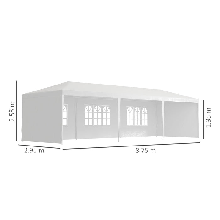 9x3m Garden Gazebo Marquee - Outdoor Party and Wedding Canopy Tent, White - Elegant Shelter for Special Events