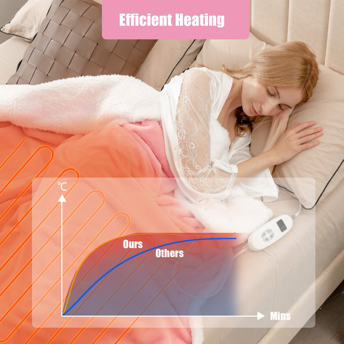 Electric Heated Blanket - Adjustable 10 Heat Settings, Comforting Throw in Grey - Ideal for Cold Weather and Cozy Evenings