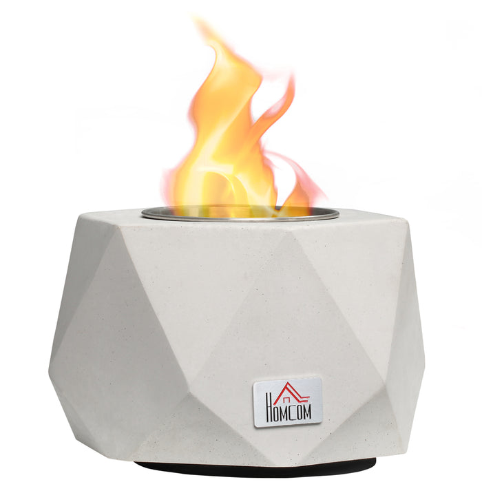 Indoor Tabletop Fire Pit Bowl - Alcohol-Fueled 15cm Concrete Firepit with Angular Design - Cozy Balcony Decor and Mini Fireplace for Home Ambiance