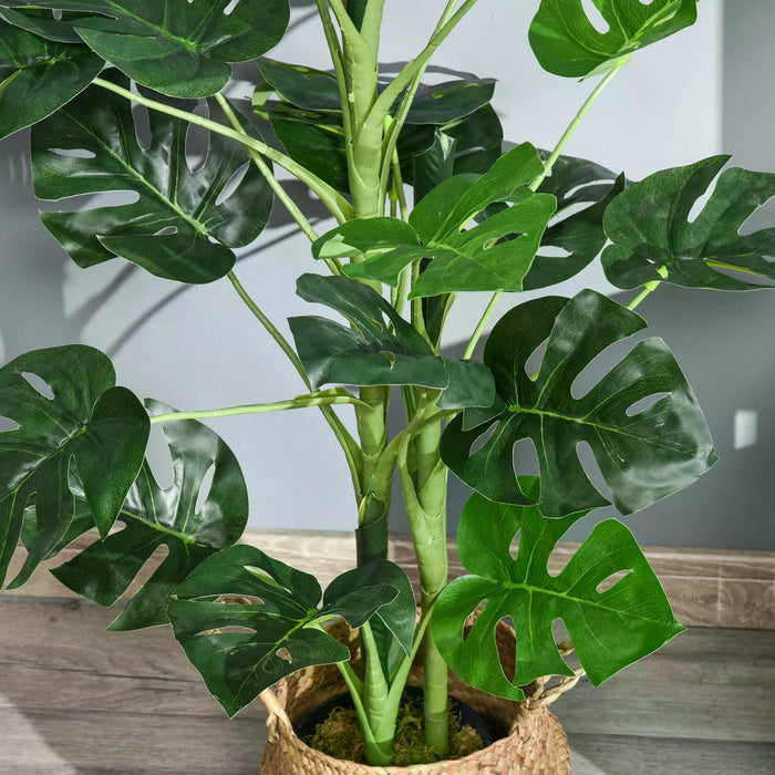 Artificial Monstera Cheese Plant - 100cm/3.3FT Faux Tropical Palm with 21 Lifelike Leaves and Nursery Pot - Perfect for Indoor and Outdoor Home Decoration