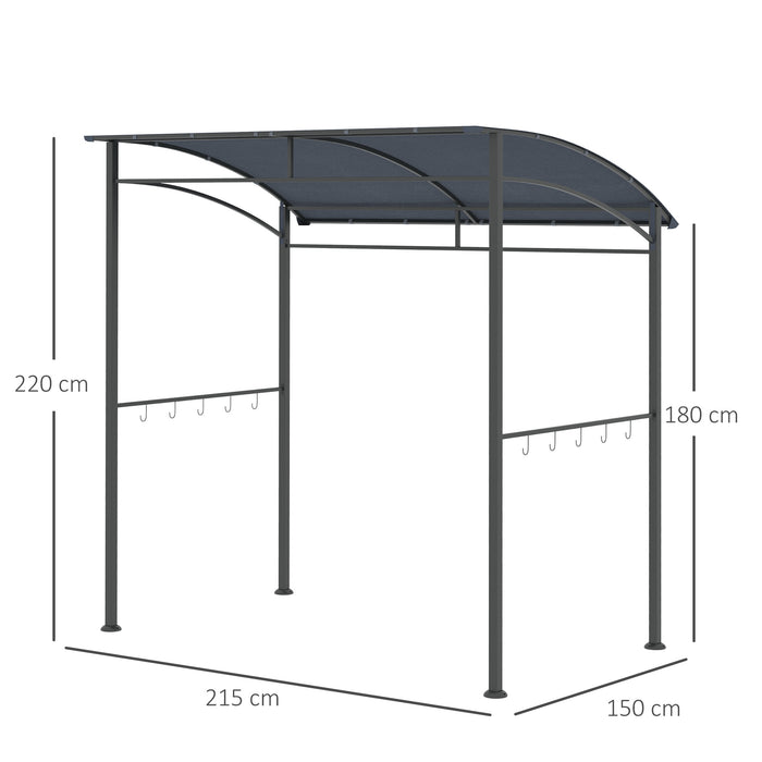 BBQ Grill Gazebo Canopy - 7ft Metal Frame Garden Tent with Hooks, Grey Outdoor Sun Shade - Perfect for Grilling and Outdoor Parties