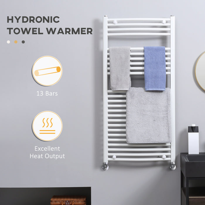 Hydronic Ladder Radiator Towel Warmer - Straight 600x1200mm Central Heating Bathroom Towel Rail - Cozy & Dry Towels for Home Comfort