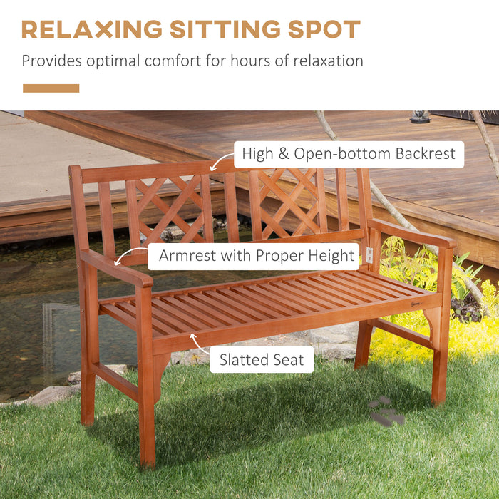 2-Seater Foldable Wooden Garden Bench - Loveseat Chair with Backrest and Armrest for Outdoor Comfort - Perfect for Patio, Porch, or Balcony Use