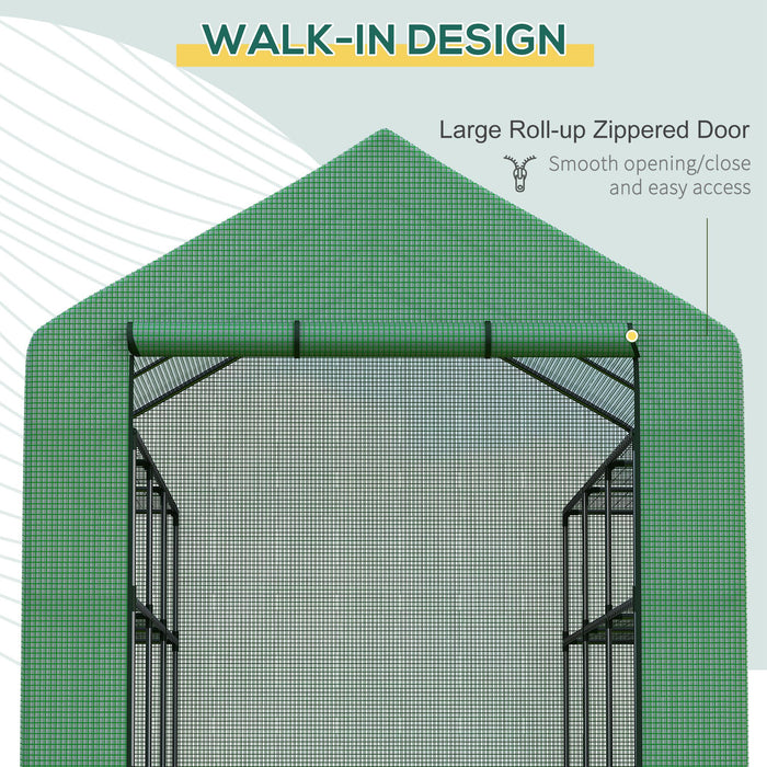 Poly Tunnel Steeple Walk-In Greenhouse - Durable Frame with Removable Shelves, 244x180x210cm - Ideal for Garden Enthusiasts & Plant Protection