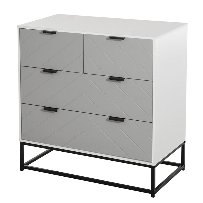 Freestanding Bedroom Dresser - Spacious Chest of Drawers with Sleek Metal Handles - Ideal Storage Solution for Bedroom and Living Room