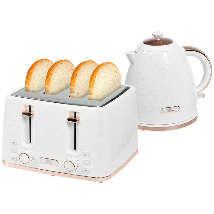 3000W Rapid Boil 1.7L Kettle & 4-Slice Toaster Combo - Adjustable 7-Setting Browning, Removable Crumb Tray - Ideal for Busy Kitchens & Breakfast Prep