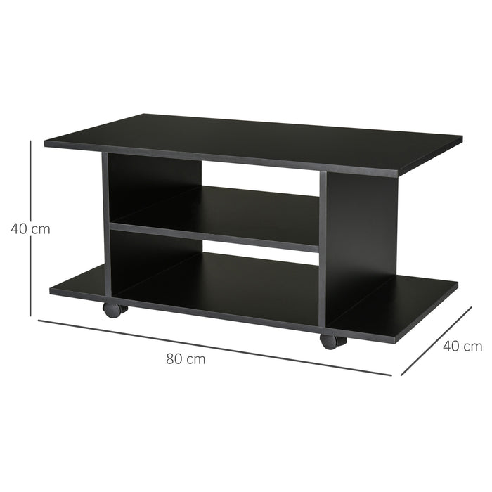 TV Stand with Multiple Shelves - Sleek Black Finish - Ideal Storage Solution for Entertainment Systems and Media Devices