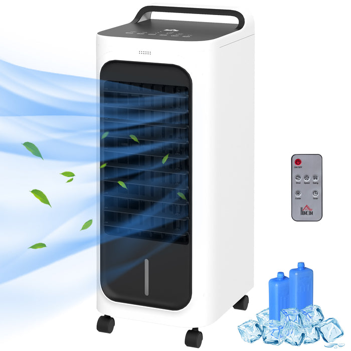 Ice Cooling Fan Water Conditioner - Portable Air Cooler with Humidifier, Ice Packs, Remote Control & Timer - Ideal for Room Cooling & Oscillation Function