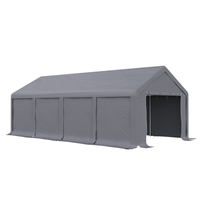 Outdoor Event Canopy Shelter - 4x8m Patio Tent with Side Panels & Zipper Door for BBQ, Wedding, Camping - Ideal Garden Party Gazebo for Enhanced Privacy