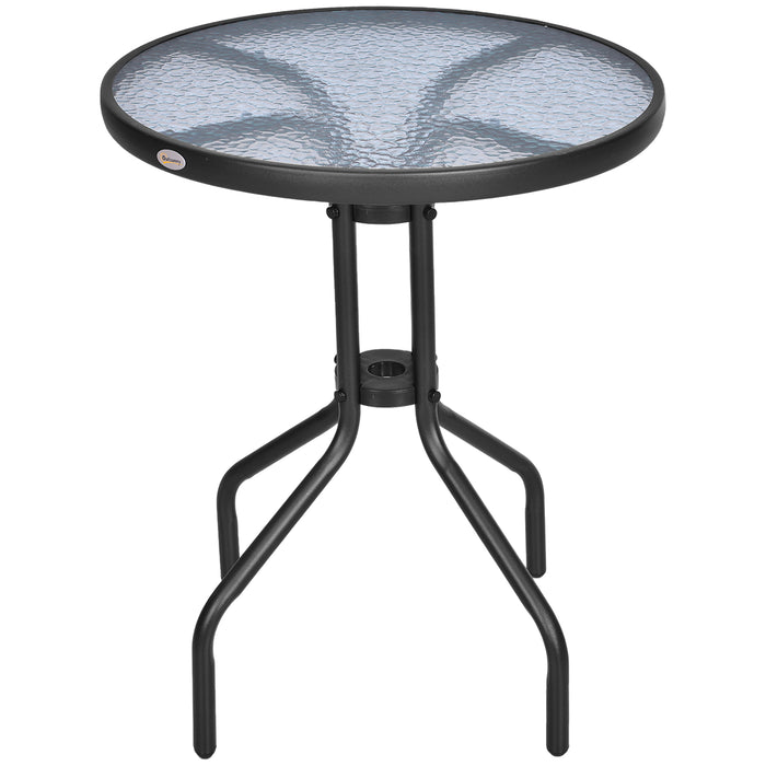 Round Tempered Glass Garden Table - Φ60×70H cm, Durable Metal Frame - Ideal for Patio & Outdoor Dining Spaces