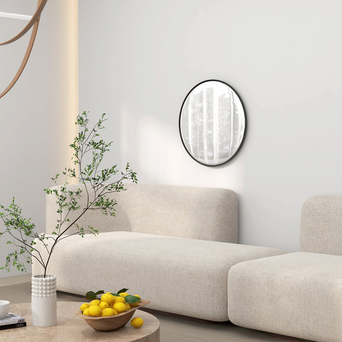 Modern Round 61cm Decorative Wall Mirror - Bedroom, Living Room & Bathroom Home Decor Accessory, Black - Stylish Reflection Accent for Interior Design