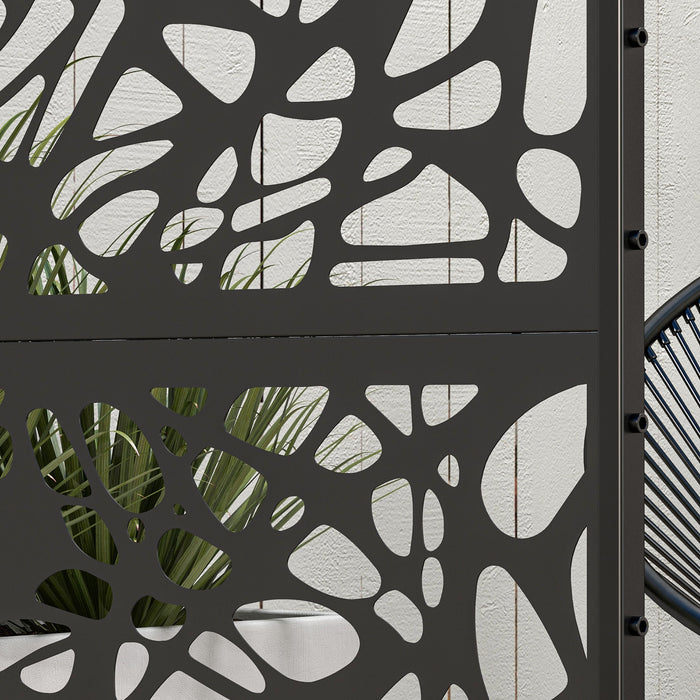 Outdoor Metal Privacy Screen - Black Twisted Lines Decorative Divider - Enhances Garden Spaces & Patio Seclusion