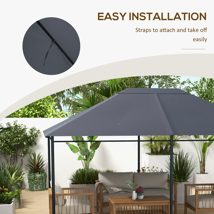 3 x 4m Gazebo Canopy Top - Durable Replacement Cover in Dark Grey - Ideal for Outdoor Shelter and Garden Enhancement