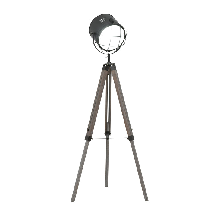 Vintage Spotlight Tripod Floor Lamp - Industrial Style, Wooden Legs, E27 Base, Adjustable Reading Lamp - Ideal for Living Room and Bedroom Lighting