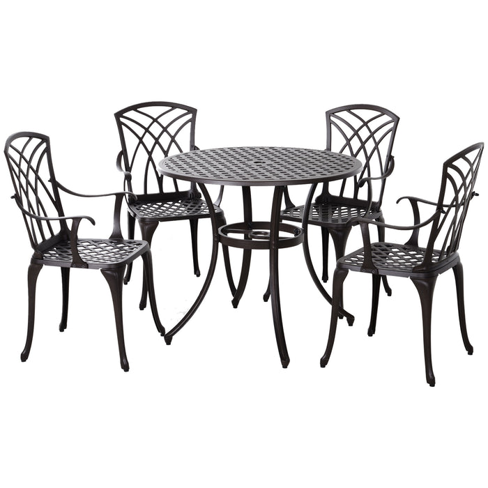 Cast Aluminium 4-Seater Set - Elegant Outdoor Garden Furniture with Table & Chairs - Ideal for Patio Dining and Entertaining