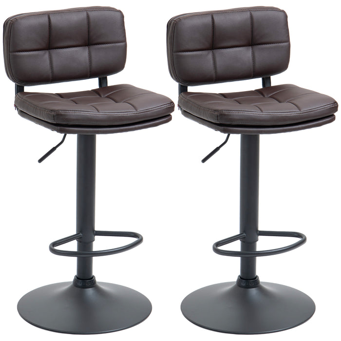 Swivel Bar Stools Set of 2 - Adjustable Height Dining Chairs with Footrest, Brown - Ideal for Kitchen Counter and Home Bar Comfort