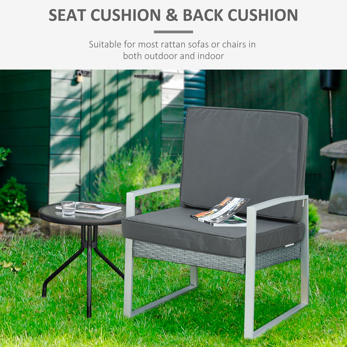 Outdoor Furniture Cushion Set - 2-Piece Garden Chair Seat and Back Support, Dark Grey - Comfort Upgrade for Patio Seating