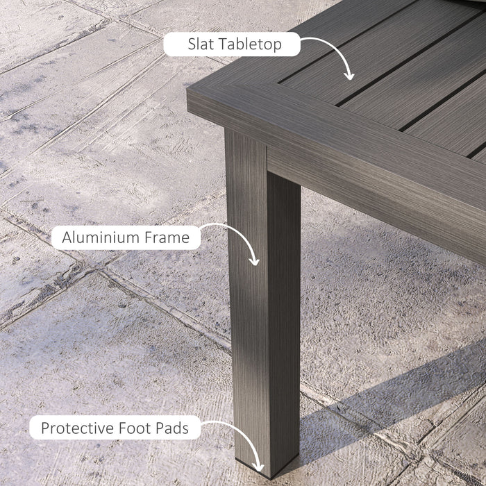 Aluminium Slat Coffee Table - Durable Outdoor Side Table with Wood Grain Finish for Patio & Garden - Ideal for Balconies, 100x60 cm, Brown