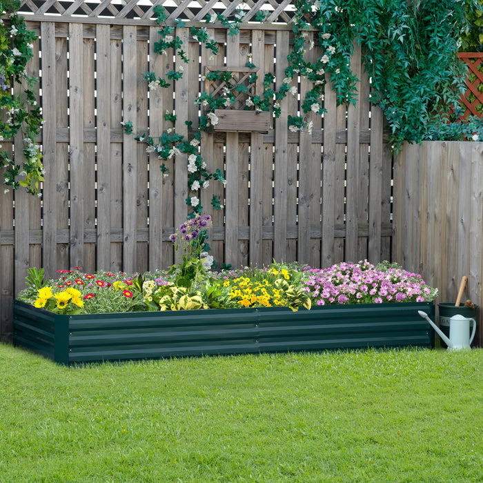 Metal Raised Garden Bed - Outdoor Planter Box for Flowers & Herbs, Green, 241x90.5x30cm - Ideal for Urban Gardening Enthusiasts