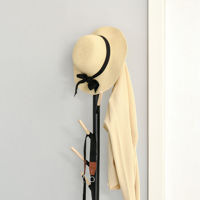 Free Standing 174cm Coat Rack Stand - 6 Hooks Clothes Tree Hat Display Organizer for Hallway and Bedroom - Space-Saving Hanger for Home and Office Use