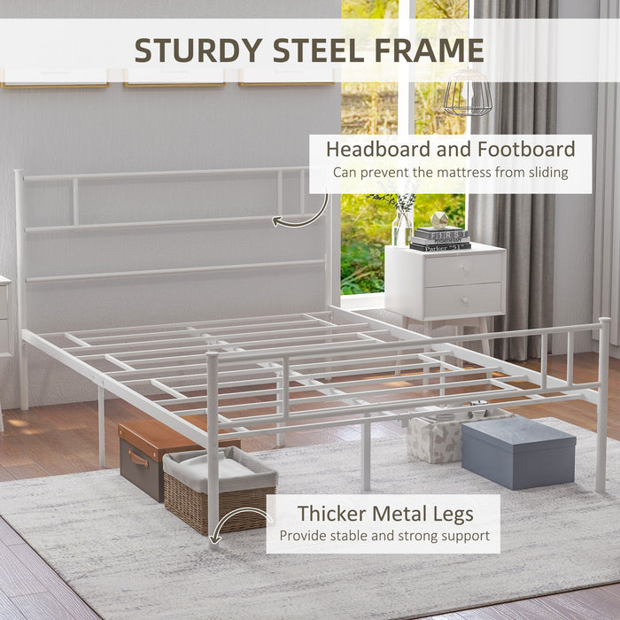 Double Bed Frame with Headboard & Footboard - Sturdy Metal Construction, Slat Support & Underbed Storage - Bedroom Furniture for Space Efficiency