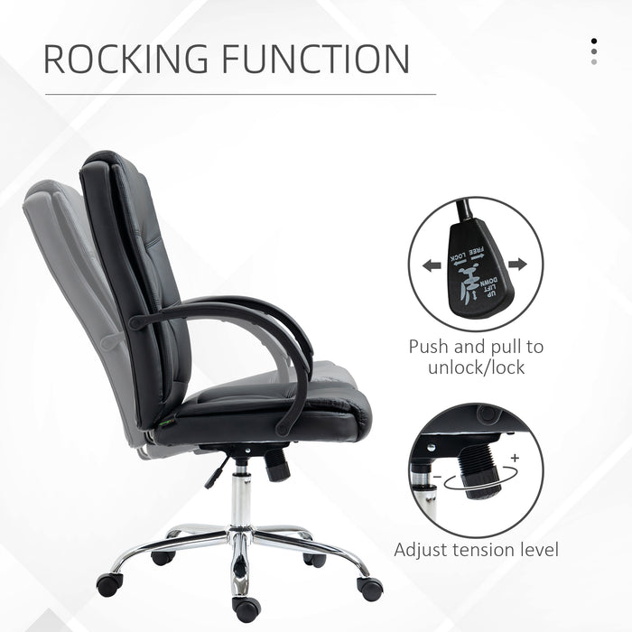 Ergonomic High Back Swivel Chair - PU Leather Executive Seat with Adjustable Tilt & Height, Padded Armrests - Comfortable Office Furniture for Professionals