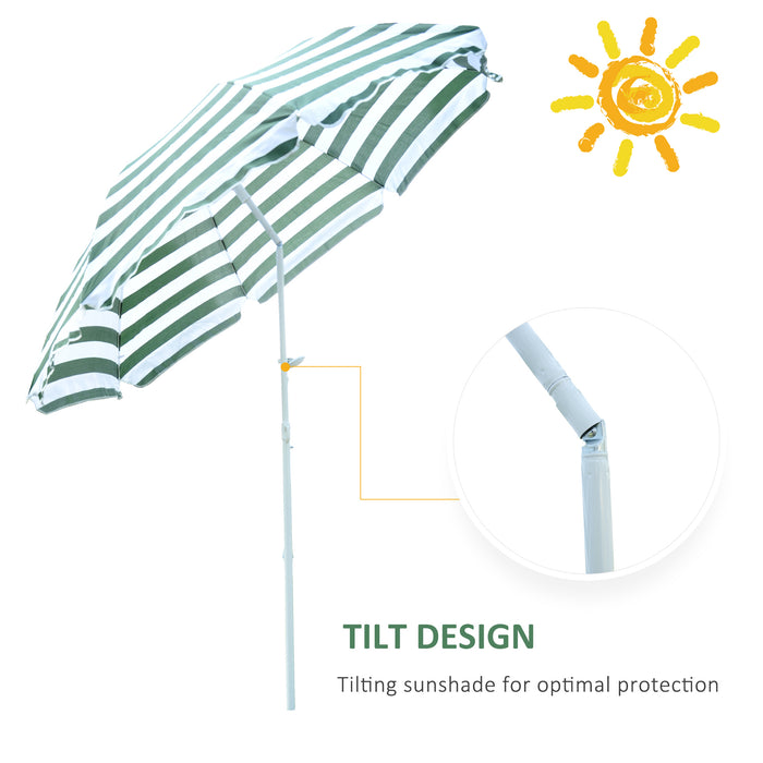 1.8m Large Patio Garden Umbrella - Folding Tilt Sunshade with Crank Mechanism for Beach - Ideal for Outdoor Sun Protection and Leisure Activities