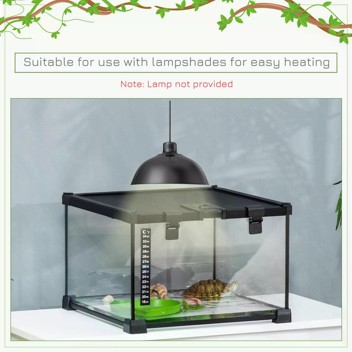 Reptile Glass Terrarium 30x30x20cm - Climbing Pet Breeding Tank with Arboreal Box Design - Includes Strip Patch Thermometer for Heat Monitoring