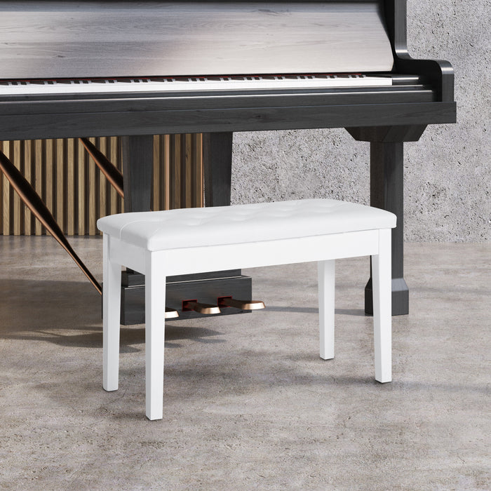 PU Leather Piano Bench - Elegant White Makeup Seat with Storage - Perfect for Musicians and Makeup Enthusiasts