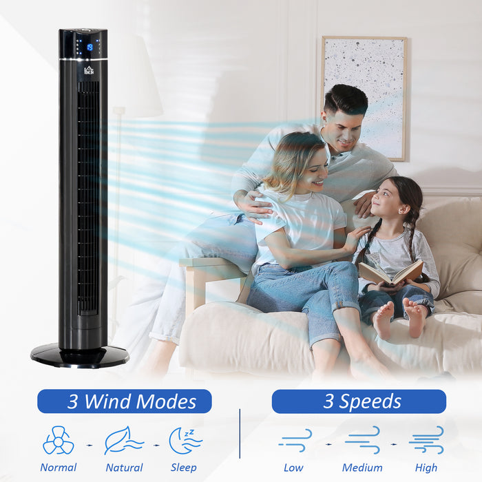 Anion 42" Tower Fan - Bedroom Cooling with Oscillating Function, 3 Speed Settings, 8-Hour Timer, LED Display - Includes Remote Control for Easy Operation