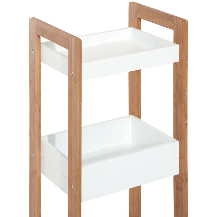 Bamboo 3-Tier Bathroom Rack - Narrow Space Storage Shelf Organizer for Shower Essentials - Ideal for Small Bathrooms and Tight Spaces