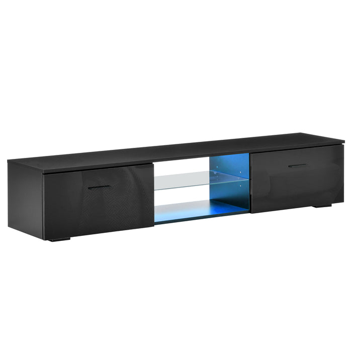 High Gloss TV Stand Cabinet with LED RGB Lighting - Fits Up to 55" TVs, Media Console with Storage - Modern Entertainment Center with Remote Control